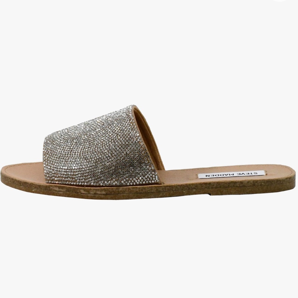 Steve Madden silver rhinestone Sparkle Sandal slides in size 9.5